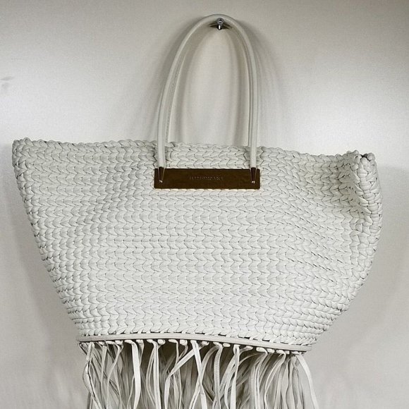 Balenciaga Handbags - Balenciaga Tresse Calf Fringed Off White Leather Tote